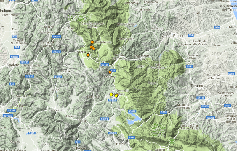 Scosse di magnitudo superiore ai 4.0° Richter: 8 - Fonte: ISIDE.RM.INGV.IT